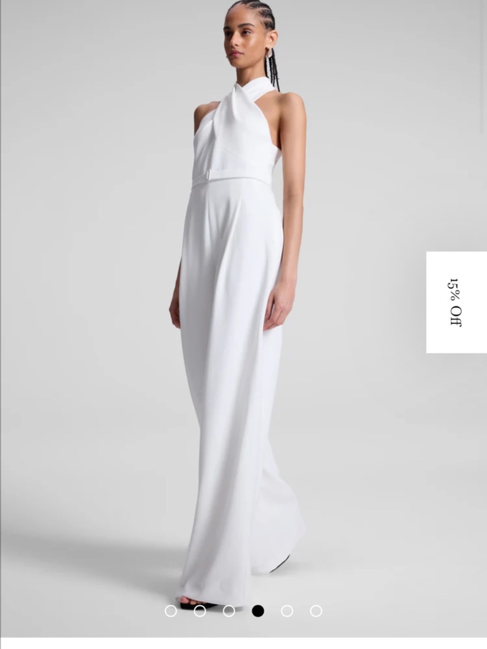 A.L.C. White Halter Jumpsuit with Cross-Neck